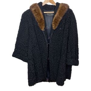 Vintage Persian lamb fur swing coat mink collar Pauline's Fashions Buffalo